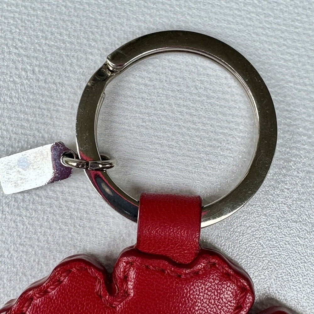 Coach Red Poppy Flower Signature Bag Charm Leather Keychain Fob VTG Y2K - Picture 9 of 16